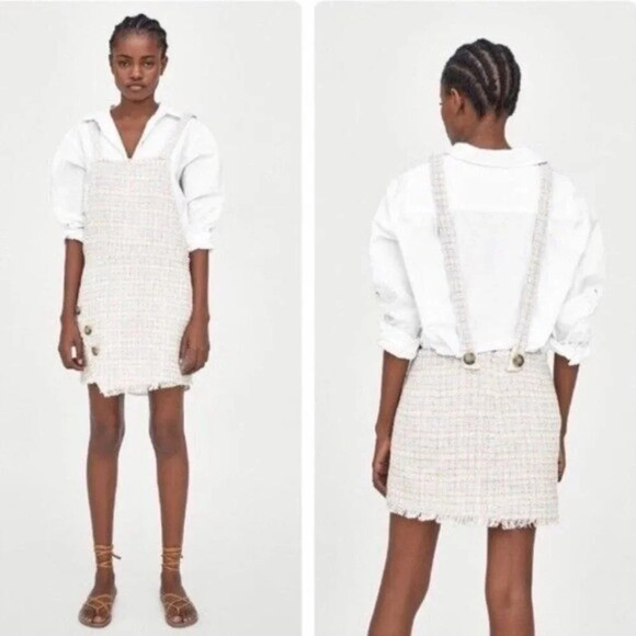 Zara  Pastel Tweed Overall Jumper Mini Dress Bloggers Fav Size Medium - Picture 2 of 11